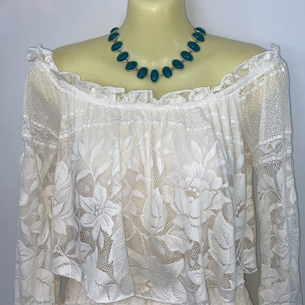 Show Me Your MuMu Dress Roses Cream Lace “Bess” Mini   Excellent!  Nwot  XS - Picture 5 of 8